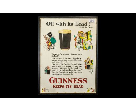 Guinness Advertising Poster c1978 'Off With It's Head', 9A/S/78, printed by John Waddington Ltd.,Leeds; glazed and framed, pl