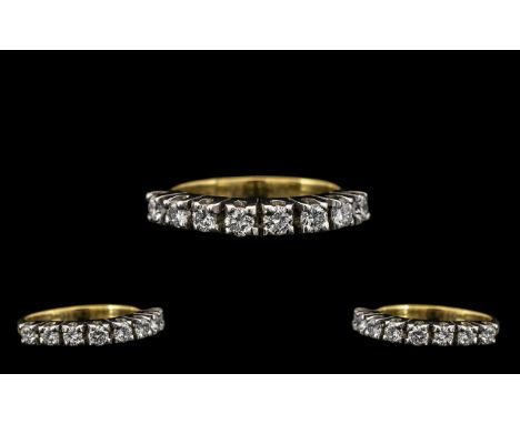 Ladies 18ct Gold and Platinum 8 Stone Diamond Set Half Eternity Ring - of excellent quality. All eight modern round brilliant