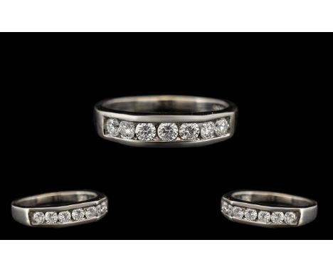 Ladies - Superb and Contemporary 18ct White Gold Diamond Set Dress Ring of Pleasing Form / Design. Full Hallmark for 750 - 18