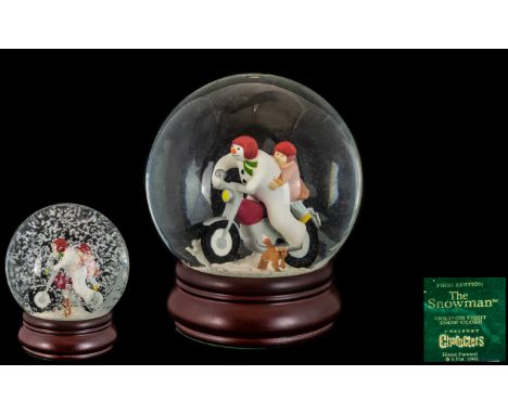 Coalport First Edition ' The Snowman Hand Painted Snow Globe ' Title ' Hold On Tight ' Date 2003. Height 5.75 Inches - 14.40 