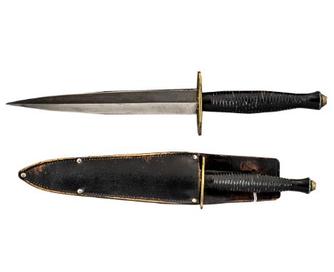 Fairbairn-Sykes Commando Dagger Mk2 with painted handle and scabbard as used by French special forces post WW2. 