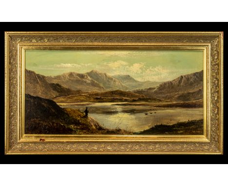 Charles Leslie Royal Academy Artist 1839 - 1886 Titled ' A View of Hawes Water, Lake District ' Oil on Canvas. Signed and Dat