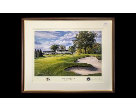 Golfing Interest - Limited Edition Print of Oakland Hills Country Club 18th Hole.  No 714/995, signed in pencil, artist Richa