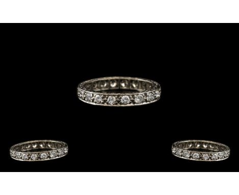 Platinum Attractive Diamond Set Full Eternity Ring of good quality.  The round diamonds of excellent colour and clarity.  Est