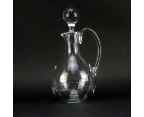 Baccarat Clear Crystal Handle Decanter. Signed on underside. Dusty, needs cleaning. Measures 12-7/8" H. Shipping $62.00 (esti