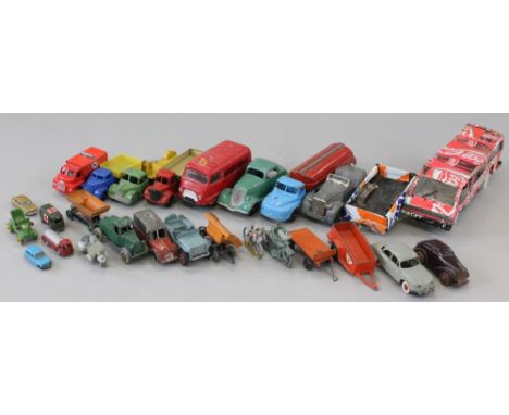 Quantity of playworn British, French and American diecast cars including Lone Star, Dinky, Hubley, Norev and CIJ. Together wi