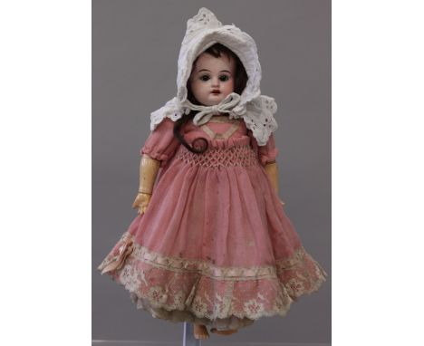 Late 19th century Armand Marseille (Germany) bisque socket head doll, c.1890's, head impressed '1894 AM 3/0 DEP', with cloth 