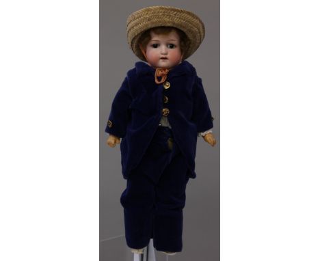 Heubach Koppelsdorf (Germany) bisque shoulder-head doll, impressed 'Heubach 275 12/0 Koppelsdorf', with dark brown eyes, open