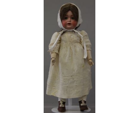 Late 19th/early 20th century J.D.Kestner (Germany) bisque head and composition/wood jointed body doll, head impressed 'Made i