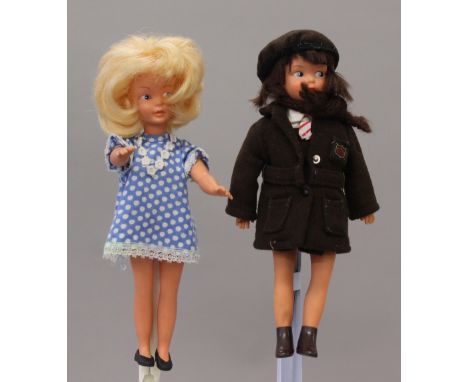 Two Pedigree Patch dolls, one with straight brown hair and wearing Brownie outfit, c.1966, the other with blonde hair, 'Made 