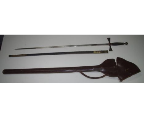 Wilkinson (England) Masonic ceremonial sword with scabbard and leather case, sword length including handle 84cm long