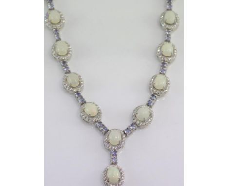 Silver and opal necklace