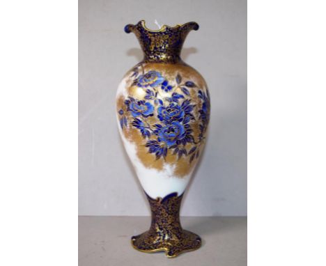 Vintage Royal Doulton vase with gilt & floral decoration, 27.5cm high approx.