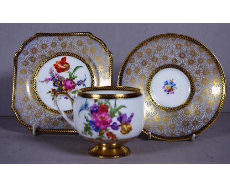 Vintage Shelley cup & saucer trio floral decorated, cup, saucer and plate. Marked to base and Rd. No. 823342. Design H12611.