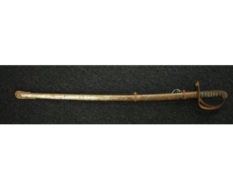 Victorian Prater & Co officer's sword with fish skin bound handle and steel scabbard, the blade marked C. Prater and Co Charr