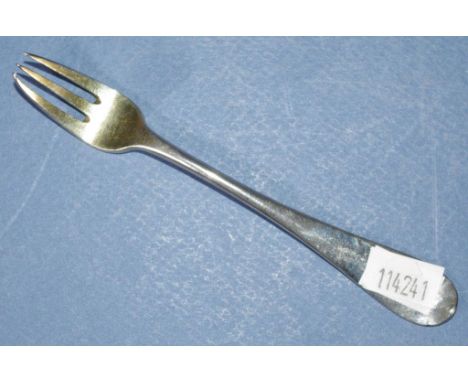 Vintage Russian silver tea fork hallmarked 'B.C - 84.' Length 13.5cm approx. Weight 28grams approx.