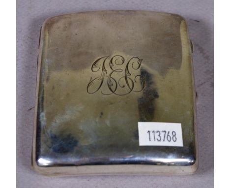 George V sterling silver cigarette case Birmingham 1916, makers W.H. Haseler Ltd. Monogrammed. Weight 94grams approx.