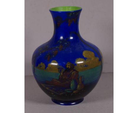 Vintage Royal Doulton vase decorated with seated figure in Middle Eastern scene, marked to base and # D4524. (As inspected: r