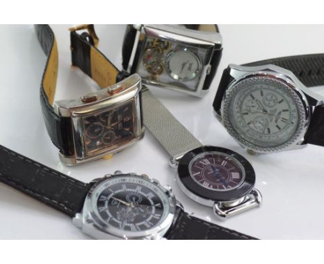 Five various gentlemen's wristwatches including replica Breitling and Patek Phillipe