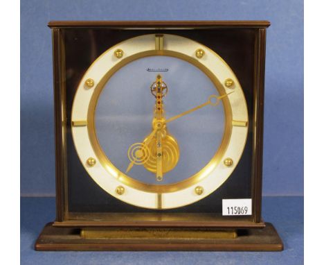 Good Jaeger-LeCoultre mantle clock Brass cased, bar movement. Requires service. Height 15cm approx.