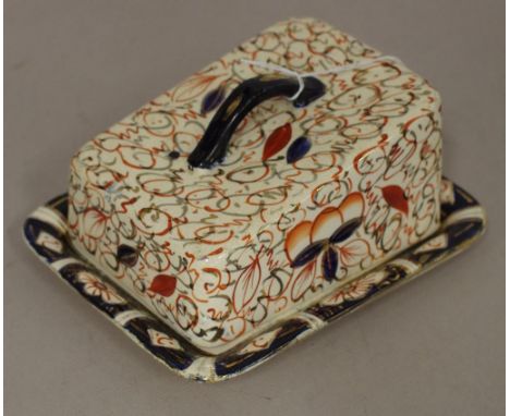 Vintage Wadeheath covered cheese dish imari type decoration, stamped to base and # 1629. Circa 1930s. Length 19.5cm approx (u