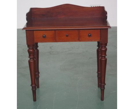 Mid Victorian cedar side table with 3 drawers and gallery top, 81cm wide, 44.5cm deep, 90.5cm high
