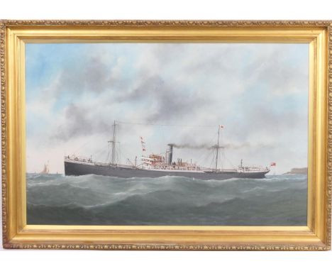 V Adam (active late 19th/early 20th Century), Portrait of SS Hazel Branch, oil on canvas, signed and dated 1927, 60cm x 91cmN