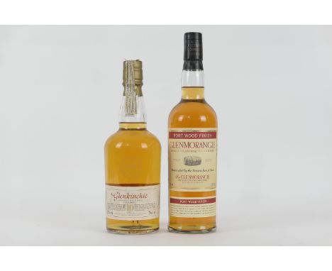 Glenmorangie port wood finish single Highland malt Scotch whisky, 43% vol; also Glenkinchie 10yo Lowland single malt Scotch w
