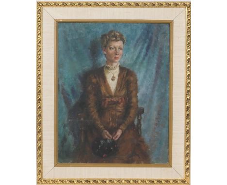 Manner of Harold Gilman, Portrait of a lady seated, unsigned, oil on canvas, 61cm x 48cm 