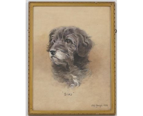 Alfred Grenfell Haigh (1870-1963), Portrait of Siki (pet dog), watercolour, signed and dated 1936, 28cm x 21cm 