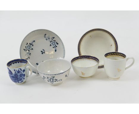 Philip Christian, Liverpool, blue and white tea bowl and saucer, circa 1765-75, decorated in the profile bud pattern, the sau