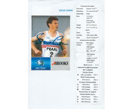 Athletics Steve Cram signed 6x4 inch colour promo photo. Stephen Cram, CBE (born 14 October 1960) is a British retired track 
