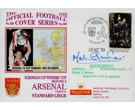 Mel Charles signed Arsenal v Standard Liege European Cup Winners Cup round 2 FDC PM FA Cup winners 1993 in Europe London N5 2