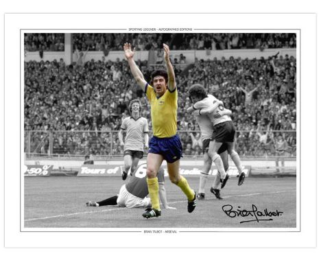 Autographed BRIAN TALBOT 16 x 12 Edition : Arsenal's BRIAN TALBOT runs away in celebration after scoring the Gunners opening 