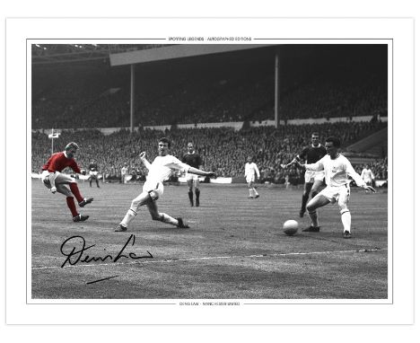 Autographed DENIS LAW 16 x 12 Edition : Manchester United centre-forward DENIS LAW opens the scoring in the 1963 FA Cup Final