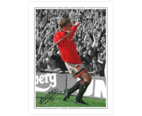 Autographed LEE SHARPE 16 x 12 Edition : Manchester United's LEE SHARPE celebrates after scoring the opening goal in a 2-0 vi