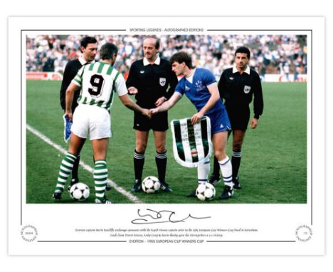 Autographed KEVIN RATCLIFFE 16 x 12 Limited-Edition : Col, depicting Everton captain KEVIN RATCLIFFE shaking hands with his R