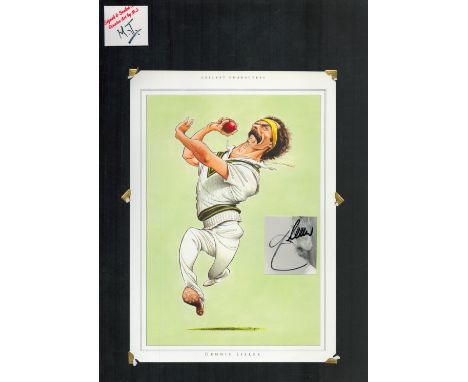 Dennis Lillee signed 17x12 inch mounted colour caricature illustrated page. Good condition. All autographs come with a Certif
