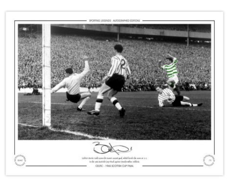 Autographed BERTIE AULD 16 x 12 Limited-Edition : Colorized, depicting BERTIE AULD scoring his second goal in Celtic's memora