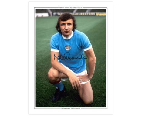 Autographed MIKE SUMMERBEE 16 x 12 Edition : Manchester City right-wing MIKE SUMMERBEE strikes a superb full length pose for 