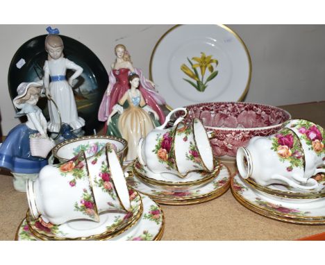 A QUANTITY OF CERAMICS FROM NAMED MANUFACTURERS to include a Masons Vista fruit bowl diameter 23cm, four Royal Worcester flor