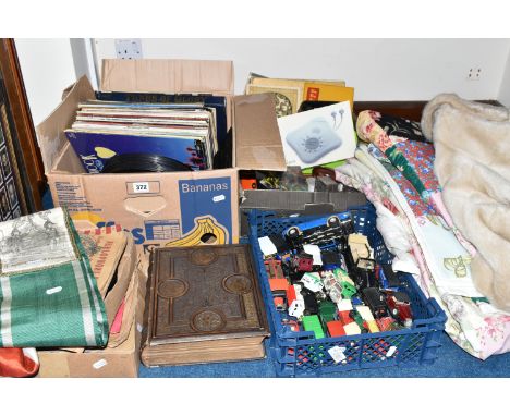 TWO BOXES AND LOOSE MISCELLANEOUS SUNDRIES, to include a large collection of Bakelite light fittings and plug sockets, vintag