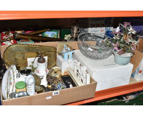 THREE BOXES AND LOOSE CERAMICS AND GLASSWARE, to include a boxed Edinburgh Crystal fruit bowl, a boxed Wedgwood Royal Commemo