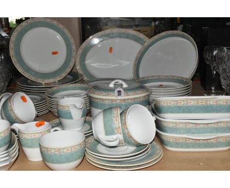 A SIXTY NINE PIECE WEDGWOOD AZTEC DINNER AND TEA SERVICE comprising three oven dishes, a large meat plate, a covered tureen, 