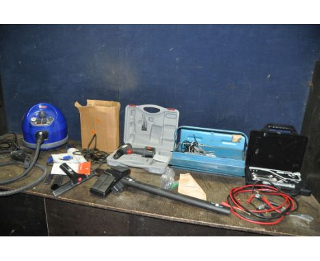 A POLTI VAPORETTO 2300 STEAMER, a Polti Vaporettino hand held steam (both PAT pass and working), a partial Daimler tool kit, 