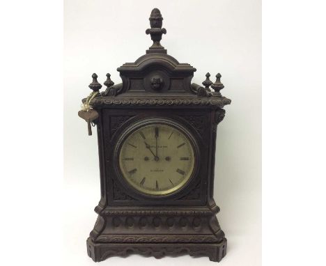 Late 19th century Scottish chiming bracket clock by Muirhead &amp; Son Glasgow with silvered dial, twin fusee movement striki