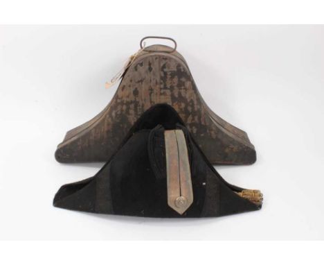 The Rt Hon Earl of Listowel K.P., J.P. fine Victorian bicorn hat with silver lace and original feather plume in original japa