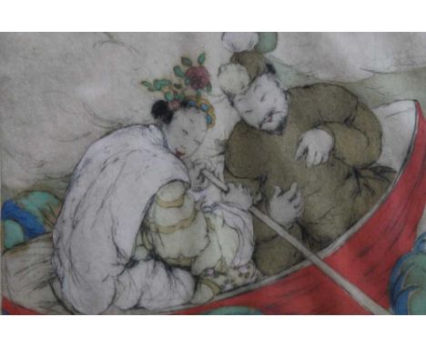 Elyse Ashe Lord (1900-1971) two signed limited edition coloured etchings - Figures, 81/100 and 70/75, 29.5cm x 22.5cm and 19.