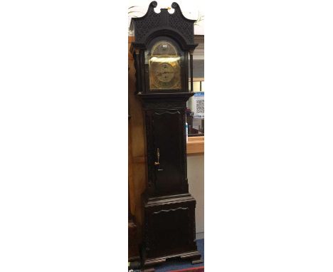 Large 19th century longcase clock, with 8 day quarter striking movement on eight bells and four gongs, 12inch brass break arc