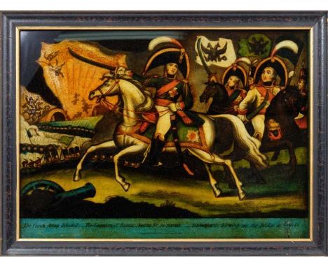 Napoleonic Interest - a 19th century reverse mezzotint - 'The French Army defeated. The Emperors of Russia, Austria etc in pu